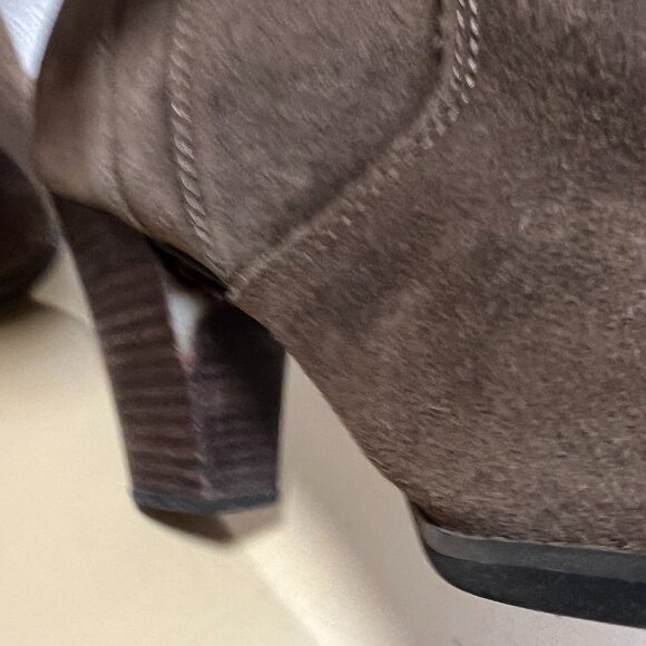 Taupe Suede Western Style Ankle Boots - Picture 6 of 6